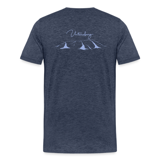 Männer Premium T-Shirt "Untersberg" 2 Seiten Druck in Blau meliert - Blau meliert