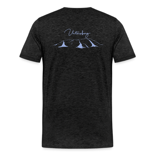 Männer Premium T-Shirt "Untersberg" 2 Seiten Druck in Blau meliert - Anthrazit