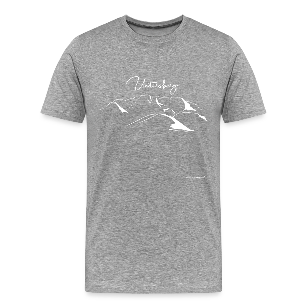 Männer Premium T-Shirt in verschiedenen Farben Untersberg 4 Seiten Druck in Weiss - Grau meliert