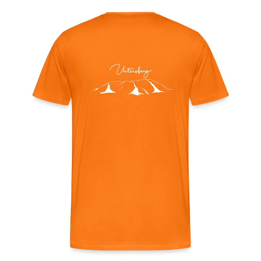 Männer Premium T-Shirt in verschiedenen Farben Untersberg 4 Seiten Druck in Weiss - Orange