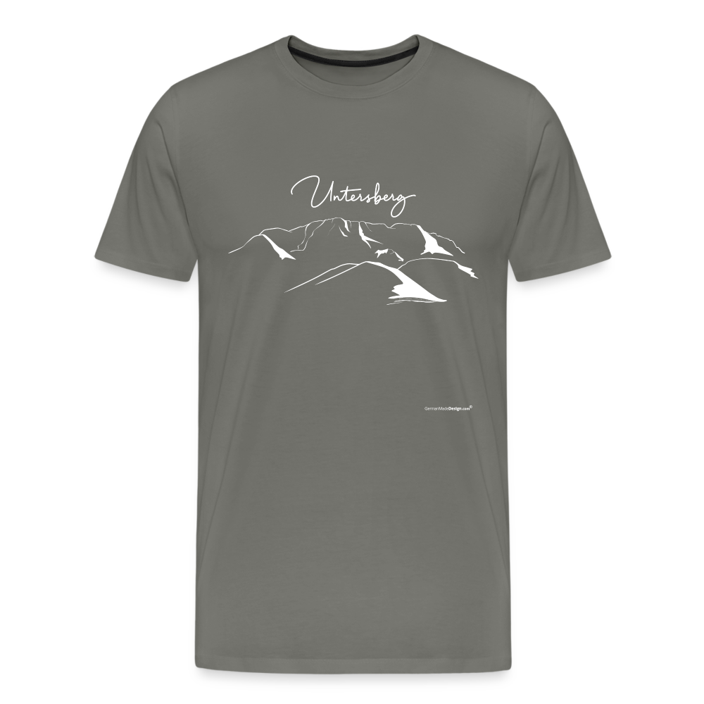 Männer Premium T-Shirt in verschiedenen Farben Untersberg 4 Seiten Druck in Weiss - Asphalt