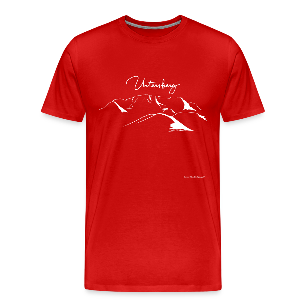 Männer Premium T-Shirt in verschiedenen Farben Untersberg 4 Seiten Druck in Weiss - Rot