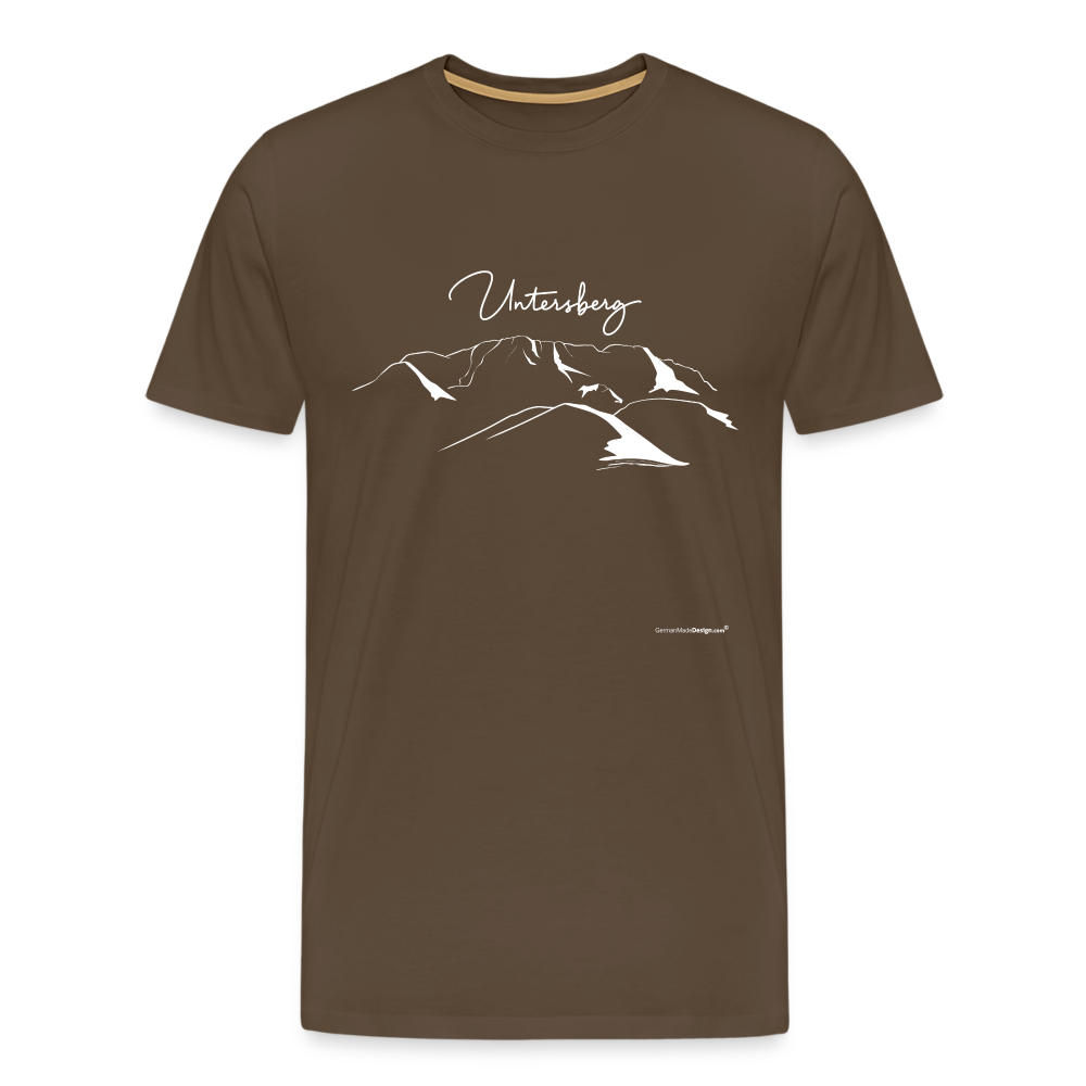Männer Premium T-Shirt in verschiedenen Farben Untersberg 4 Seiten Druck in Weiss - Edelbraun