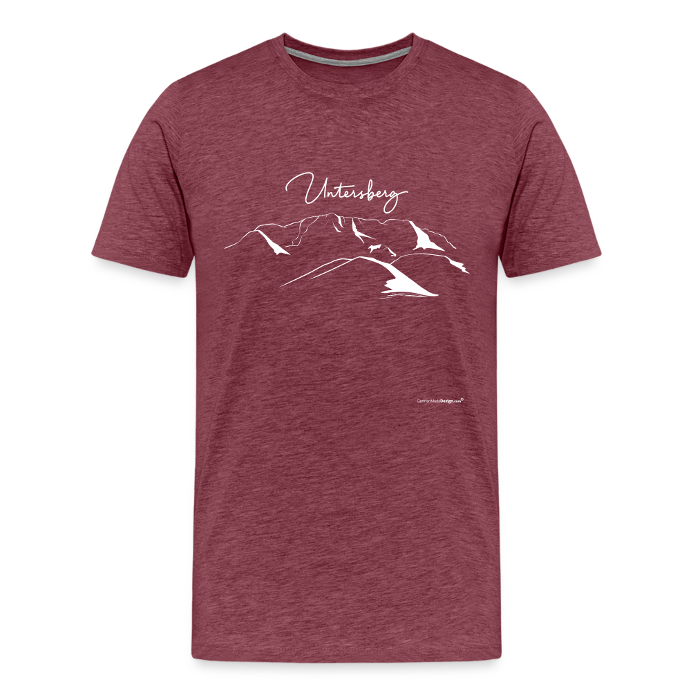 Männer Premium T-Shirt in verschiedenen Farben Untersberg 4 Seiten Druck in Weiss - Bordeauxrot meliert