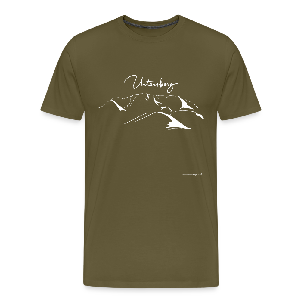 Männer Premium T-Shirt in verschiedenen Farben Untersberg 4 Seiten Druck in Weiss - Khaki