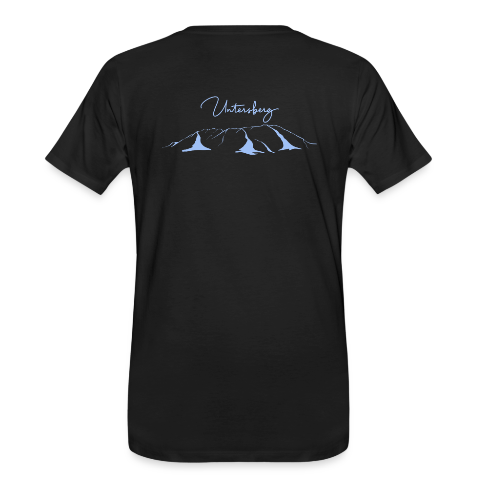 Premium Bio T-Shirt versch. Farben Untersberg 4xDruck in Navyblau - Schwarz