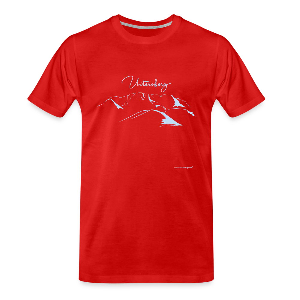 Premium Bio T-Shirt versch. Farben Untersberg 4xDruck in Navyblau - Rot