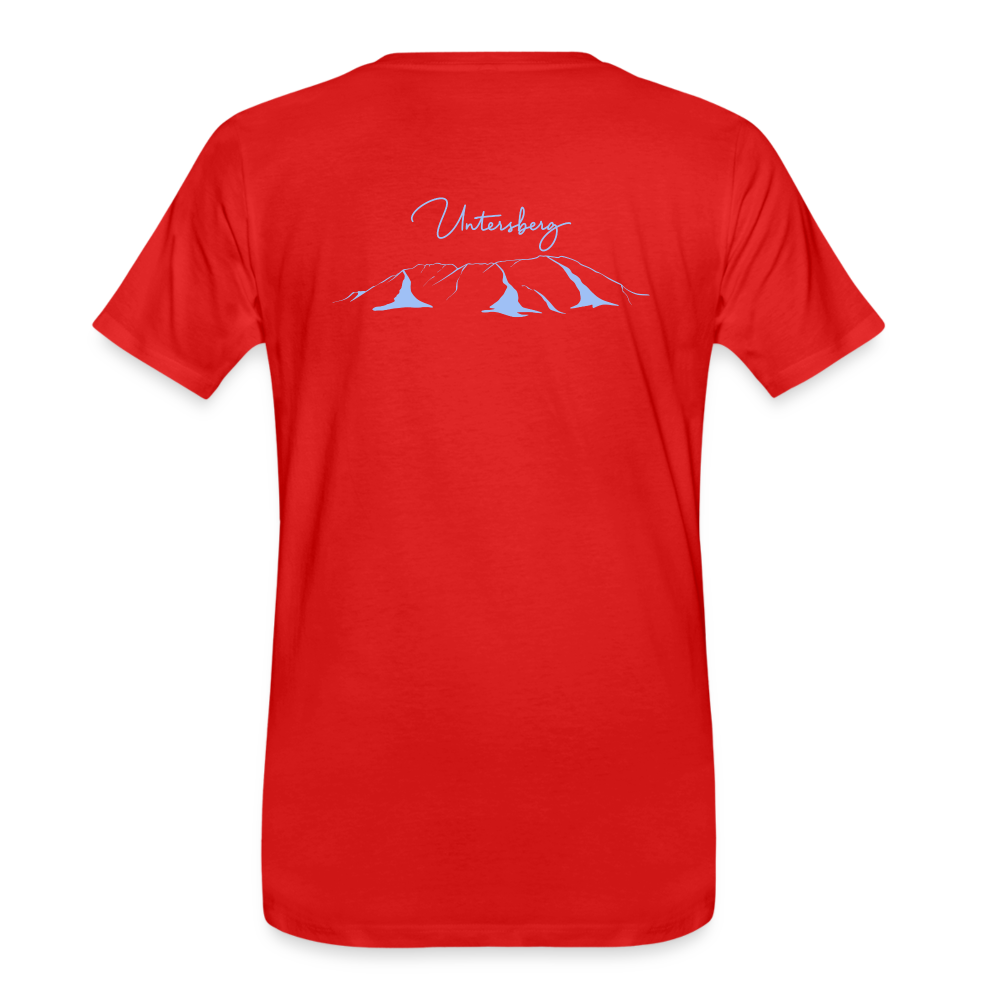 Premium Bio T-Shirt versch. Farben Untersberg 4xDruck in Navyblau - Rot