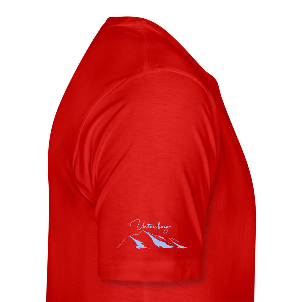 Premium Bio T-Shirt versch. Farben Untersberg 4xDruck in Navyblau - Rot