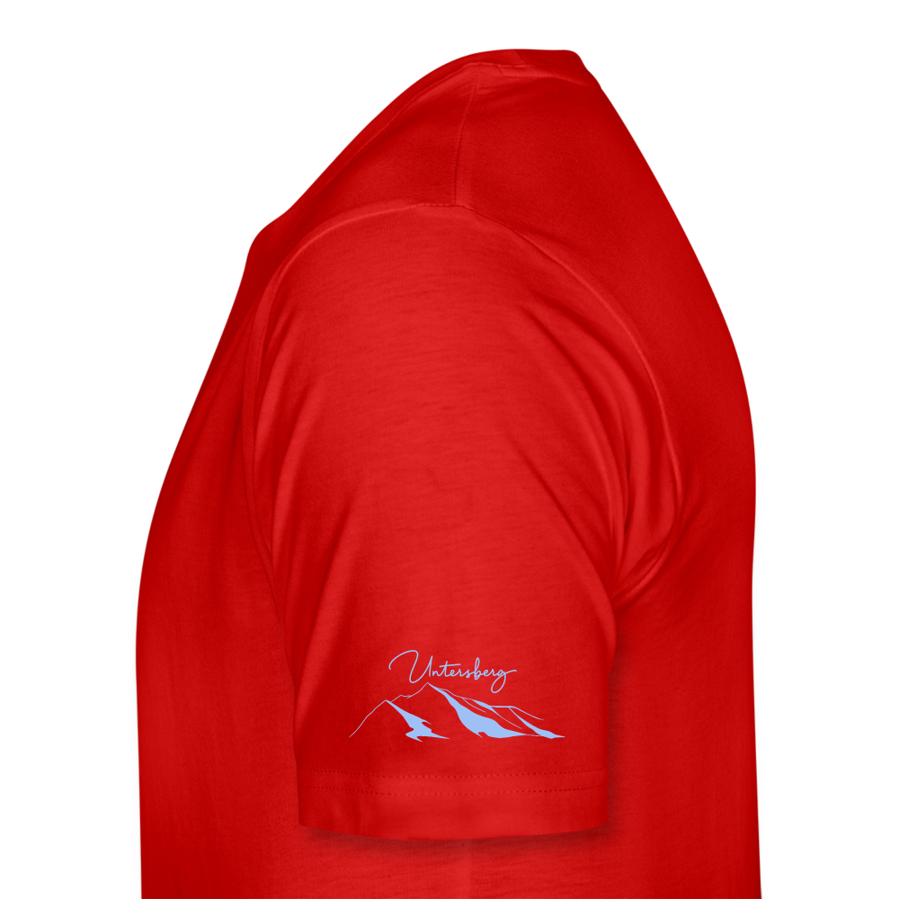 Premium Bio T-Shirt versch. Farben Untersberg 4xDruck in Navyblau - Rot