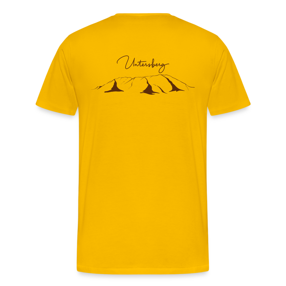 Männer Premium T-Shirt in Sonnengelb Untersberg in Edelbraun - Sonnengelb