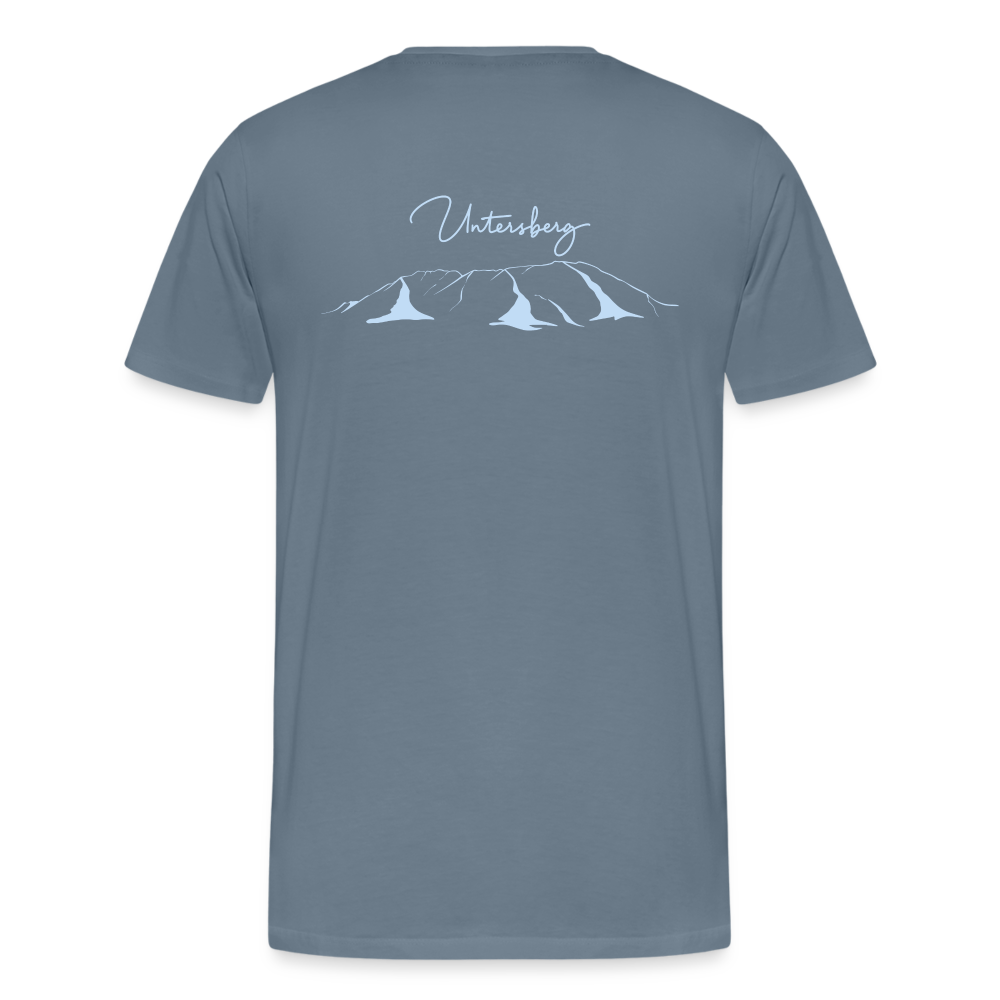 Männer Premium T-Shirt in Blaugrau Untersberg 4xDruck in Sky - Blaugrau
