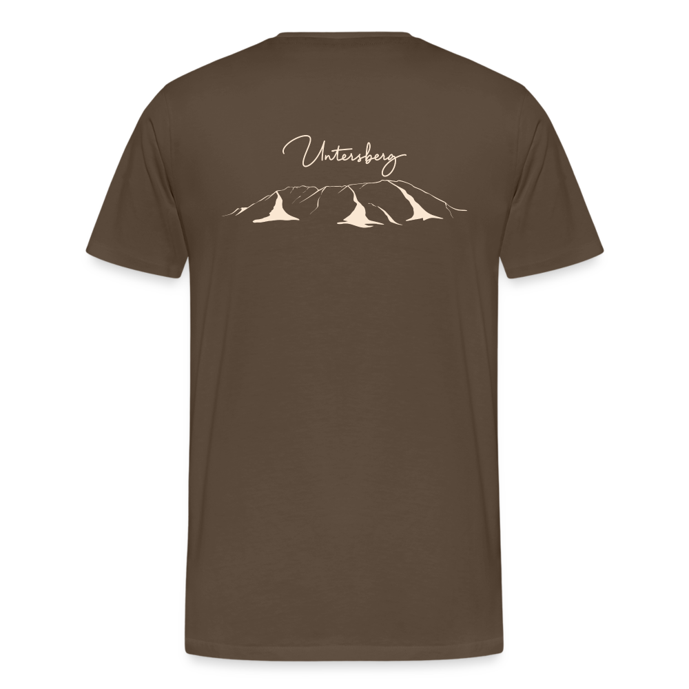 Männer Premium T-Shirt in Edelbraun Untersberg 4xDruck in Beige - Edelbraun