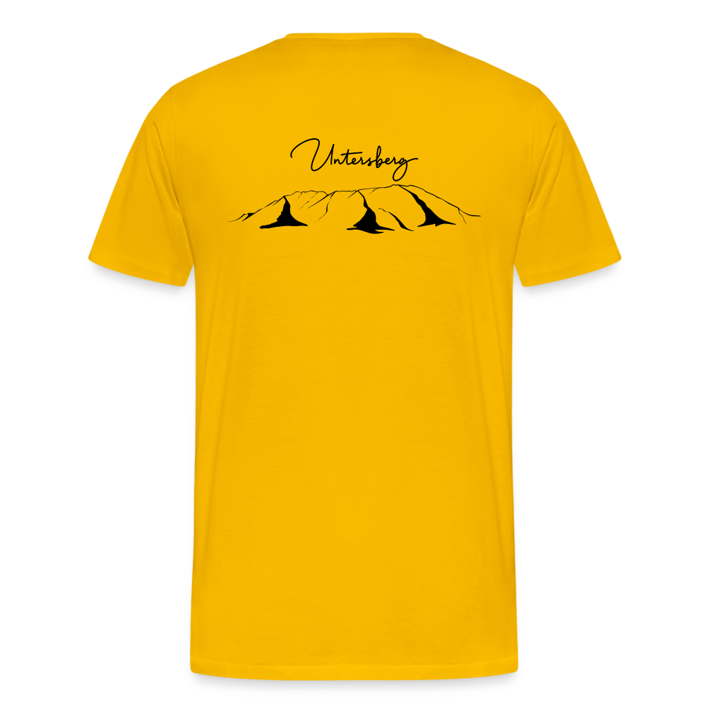 Männer Premium T-Shirt in versch. Farben Untersberg 4xDruck in Schwarz - Sonnengelb
