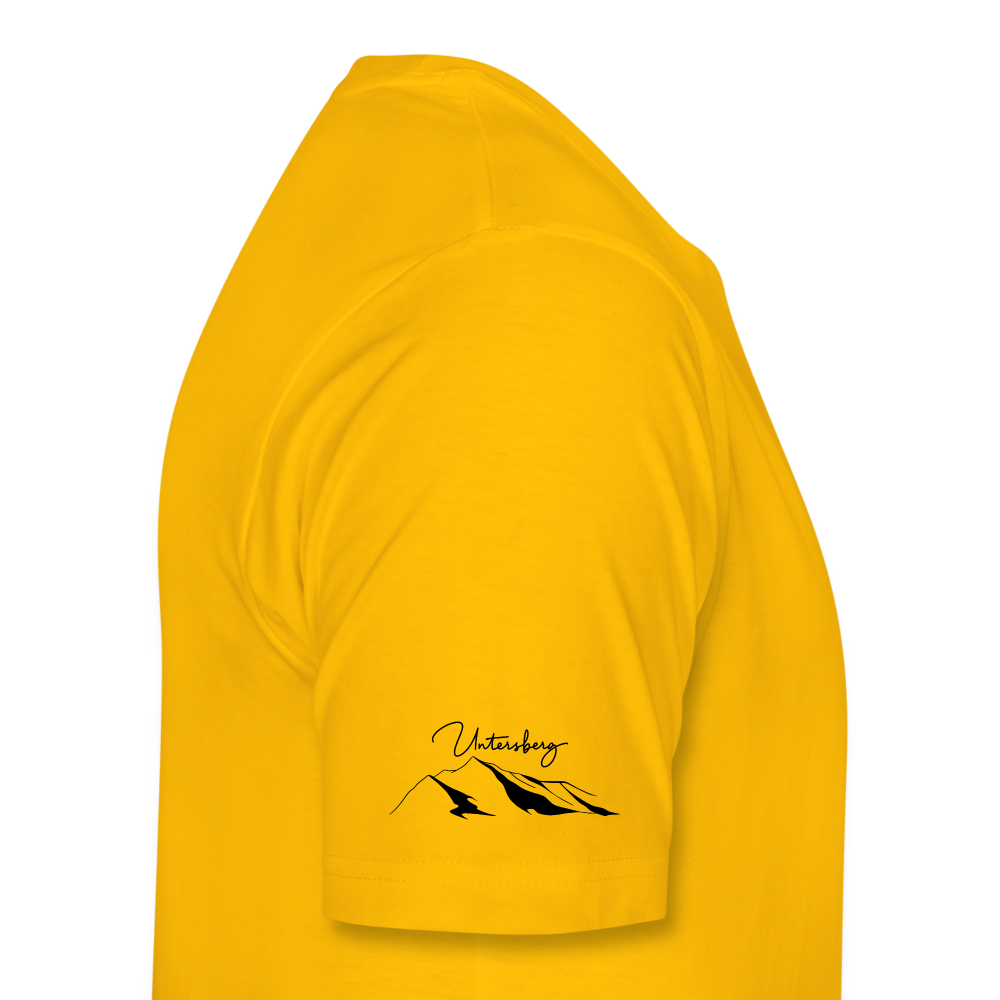 Männer Premium T-Shirt in versch. Farben Untersberg 4xDruck in Schwarz - Sonnengelb
