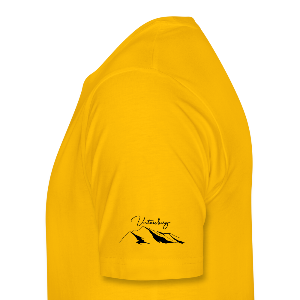 Männer Premium T-Shirt in versch. Farben Untersberg 4xDruck in Schwarz - Sonnengelb
