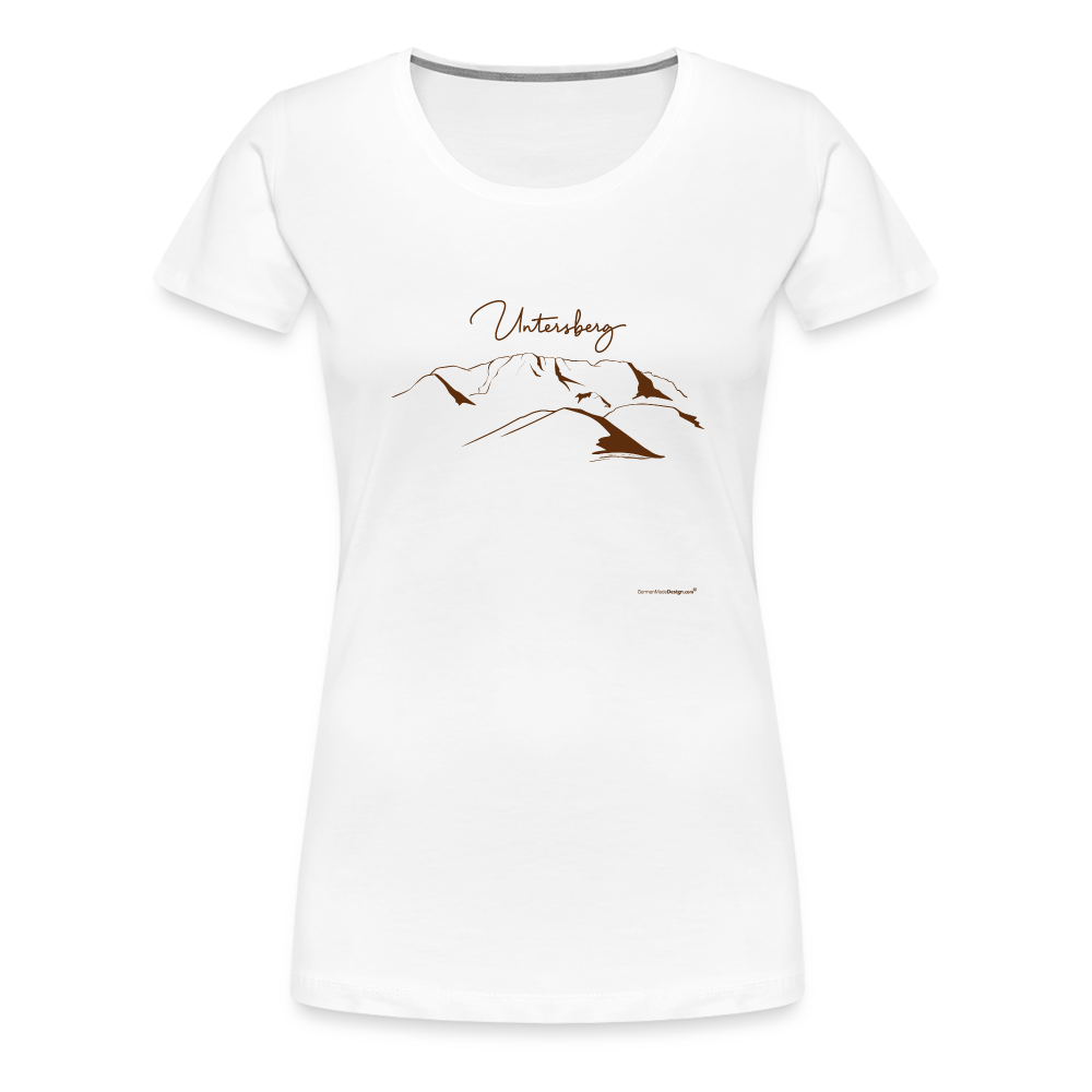 Frauen Premium T-Shirt in versch. Farben Untersberg in Schokoladenbraun - weiß