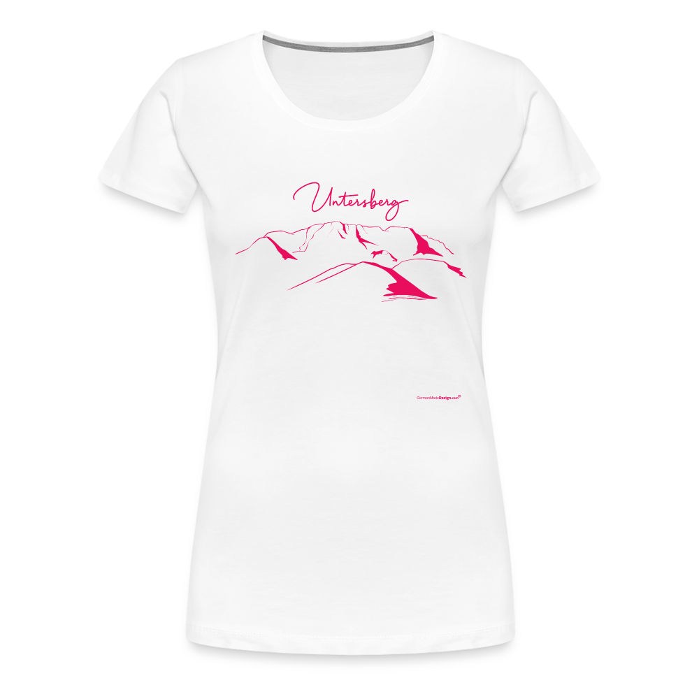Frauen Premium T-Shirt in weiss Untersberg 4xDruck in pink - weiß