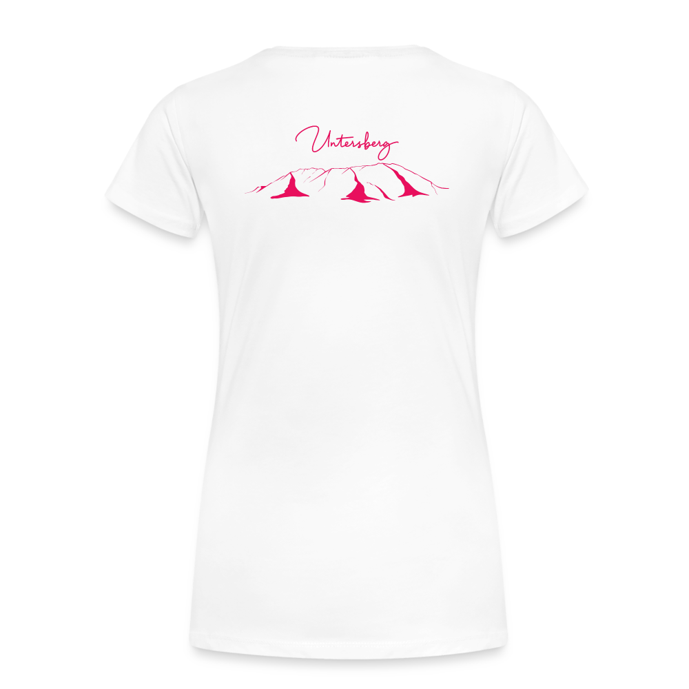 Frauen Premium T-Shirt in weiss Untersberg 4xDruck in pink - weiß