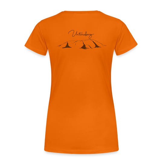 Frauen Premium T-Shirt in Orange Untersberg" 4xDruck in edelbraun - Orange