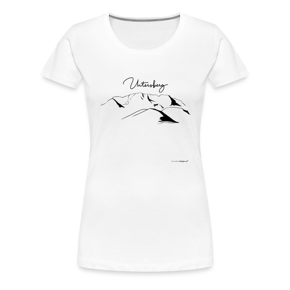 Frauen Premium T-Shirt in Weiss Untersberg 4xDruck in schwarz - weiß