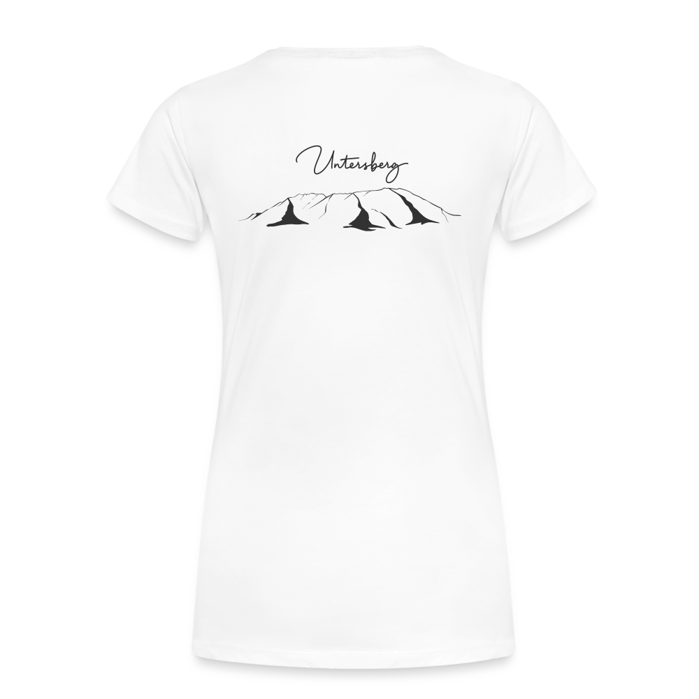 Frauen Premium T-Shirt in Weiss Untersberg 4xDruck in schwarz - weiß