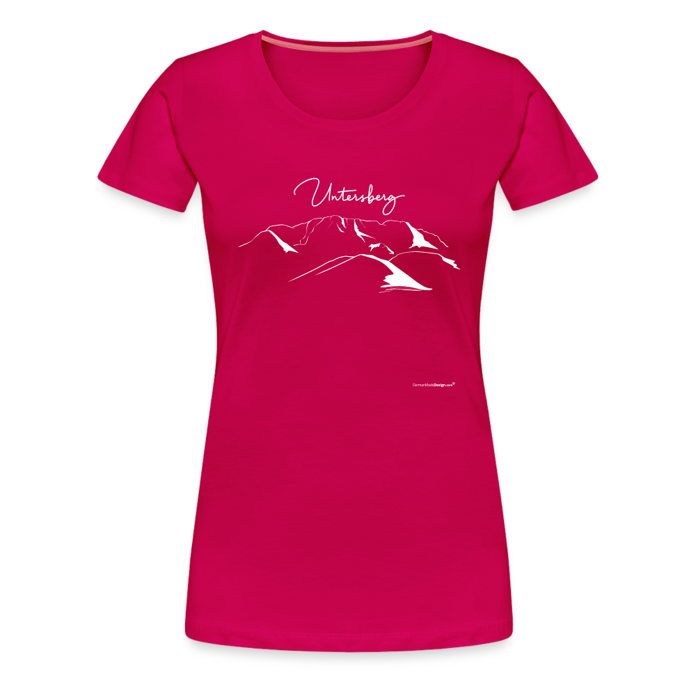 Frauen Premium T-Shirt Pink Untersberg 4xDruck in Weiss - dunkles Pink