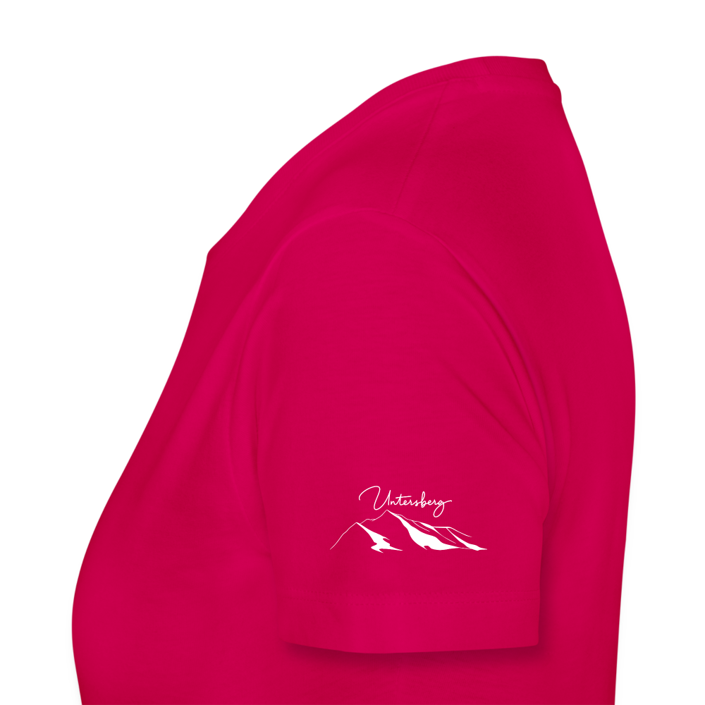 Frauen Premium T-Shirt Pink Untersberg 4xDruck in Weiss - dunkles Pink