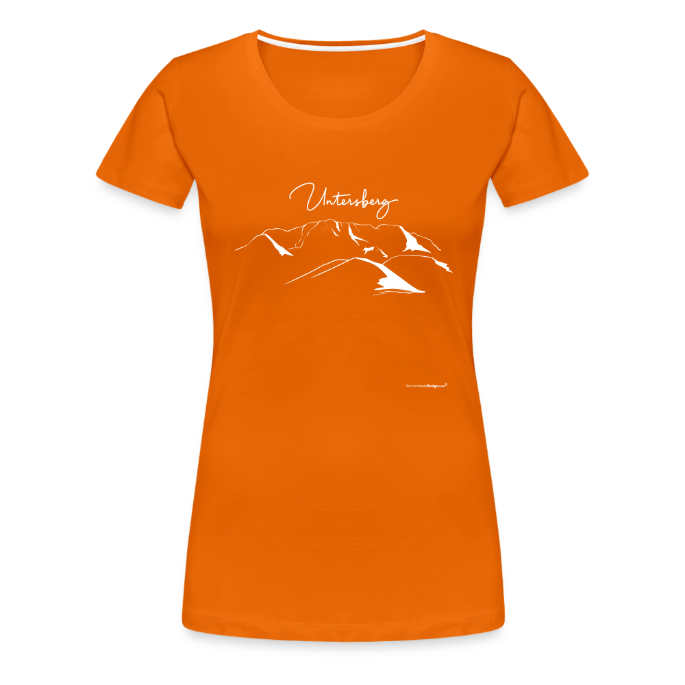 Frauen Premium T-Shirt in versch. Farben Untersberg 4xDruck in Weiss - Orange