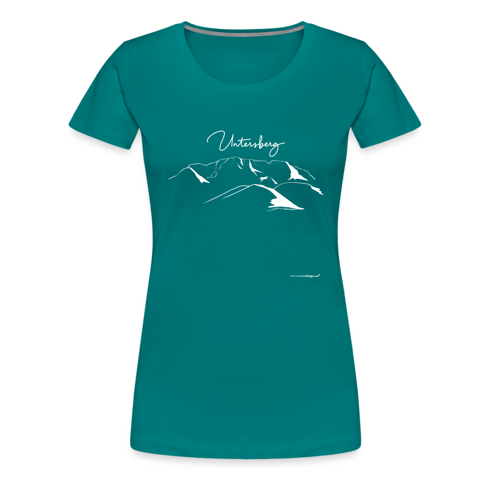 Frauen Premium T-Shirt in versch. Farben Untersberg 4xDruck in Weiss - Divablau