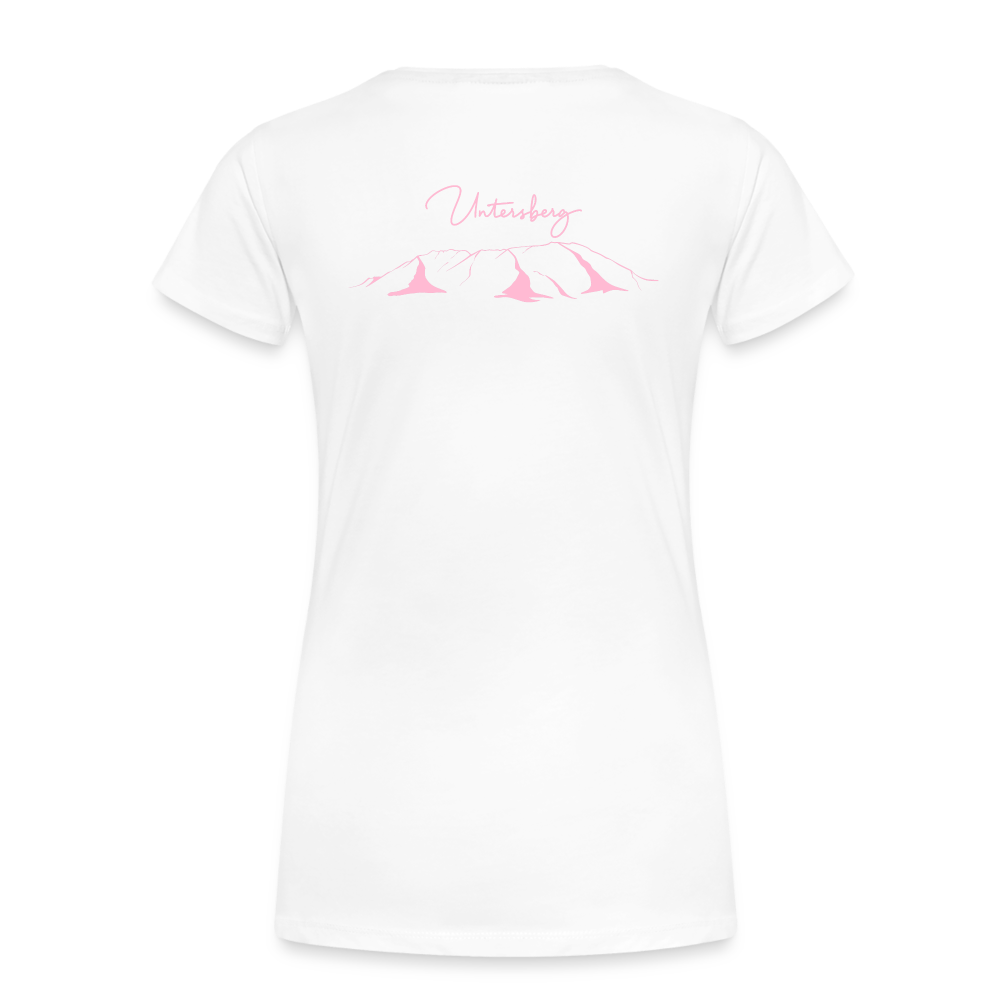 Frauen Premium T-Shirt versch. Farben Untersberg 2xDruck in Rosa - weiß