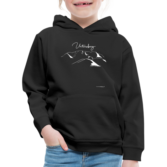Kinder Premium Hoodie in versch. Farben Untersberg 2xDruck in Weiß - Schwarz