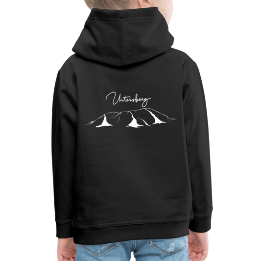 Kinder Premium Hoodie in versch. Farben Untersberg 2xDruck in Weiß - Schwarz