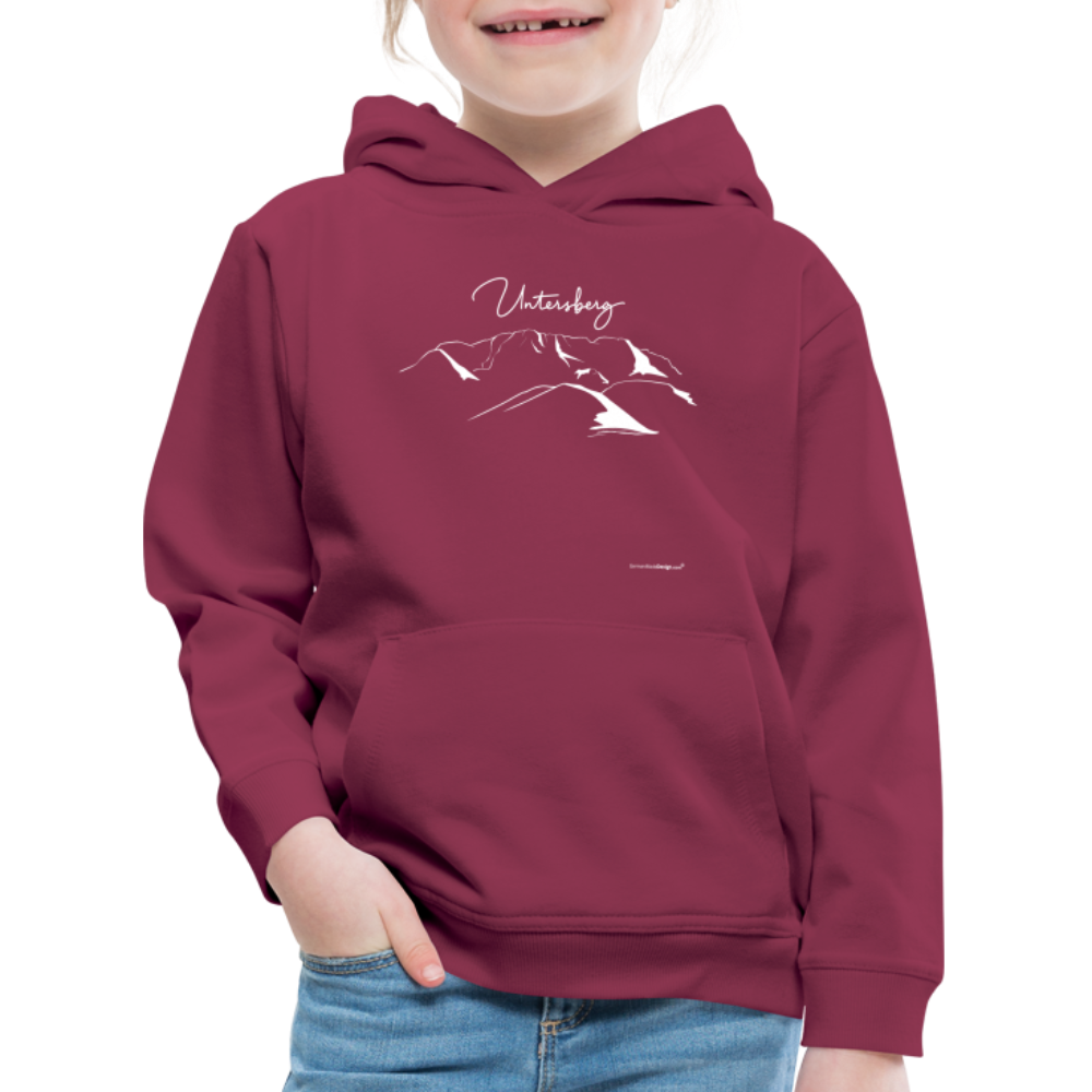 Kinder Premium Hoodie in versch. Farben Untersberg 2xDruck in Weiß - Bordeaux