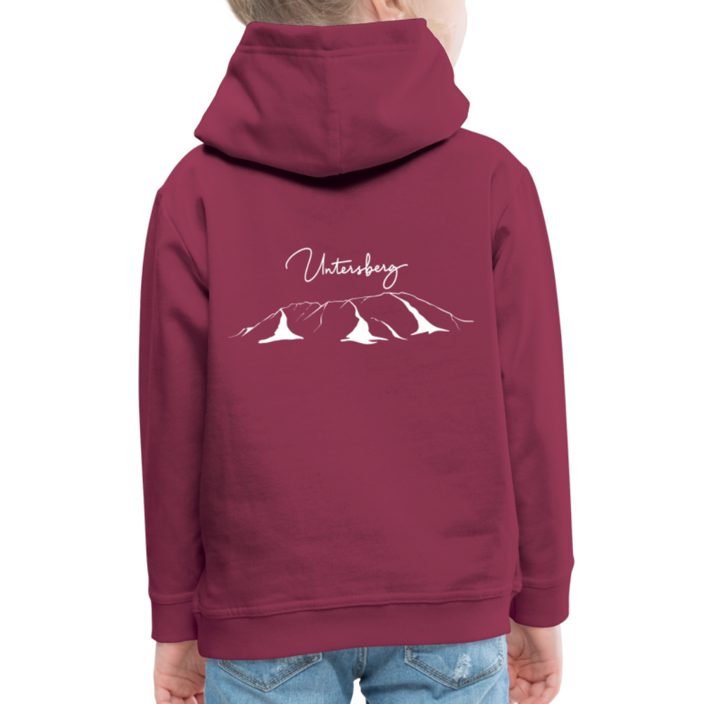 Kinder Premium Hoodie in versch. Farben Untersberg 2xDruck in Weiß - Bordeaux