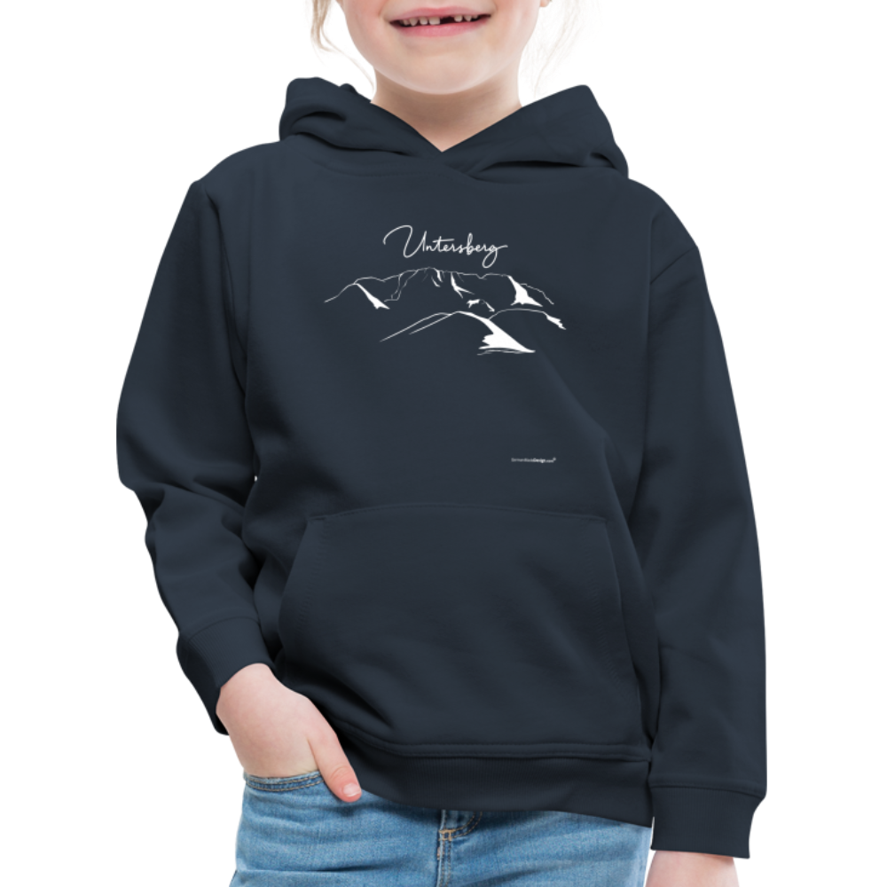 Kinder Premium Hoodie in versch. Farben Untersberg 2xDruck in Weiß - Navy