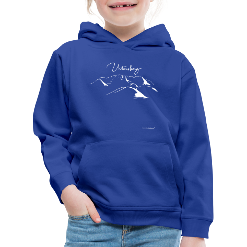 Kinder Premium Hoodie in versch. Farben Untersberg 2xDruck in Weiß - Royalblau