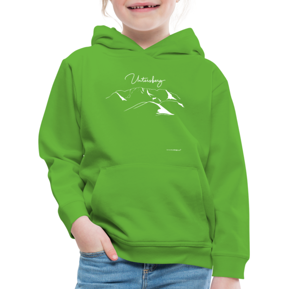 Kinder Premium Hoodie in versch. Farben Untersberg 2xDruck in Weiß - Hellgrün