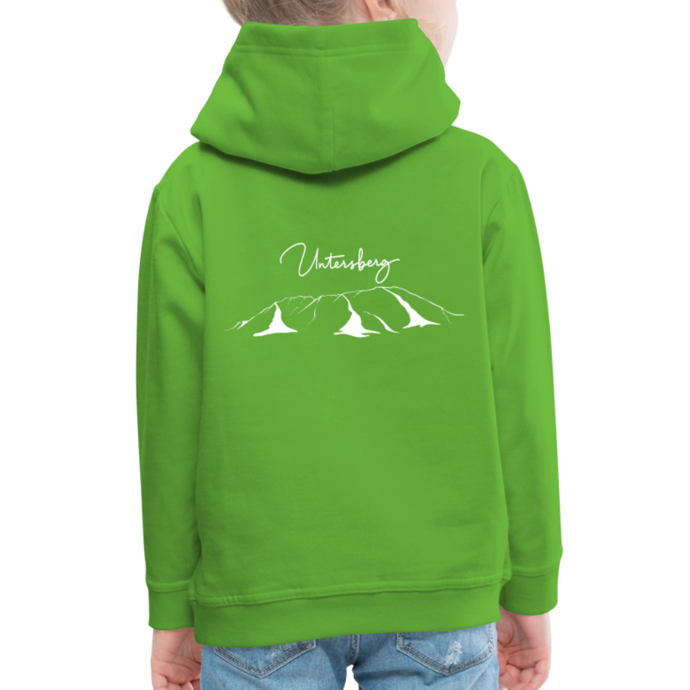 Kinder Premium Hoodie in versch. Farben Untersberg 2xDruck in Weiß - Hellgrün
