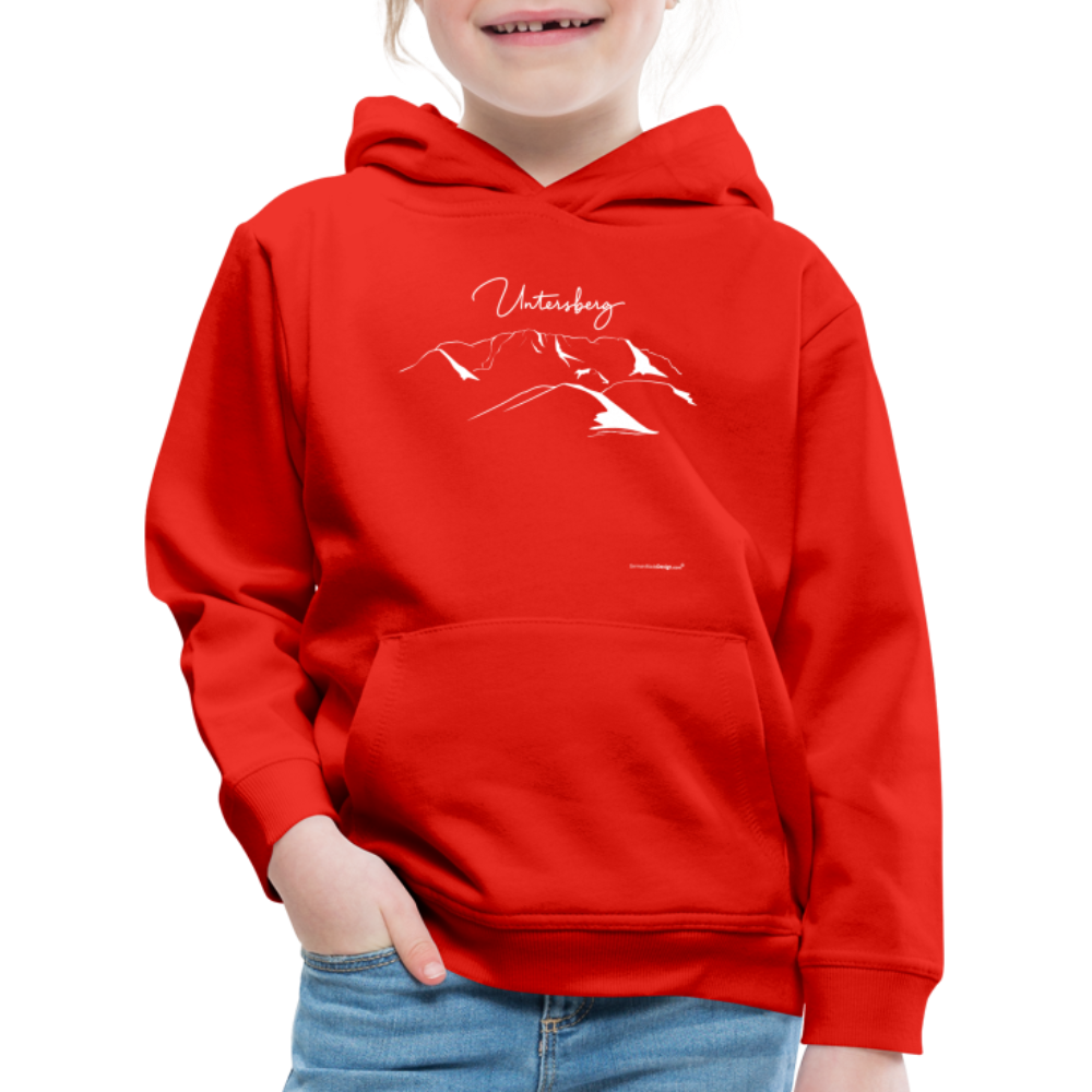 Kinder Premium Hoodie in versch. Farben Untersberg 2xDruck in Weiß - Rot