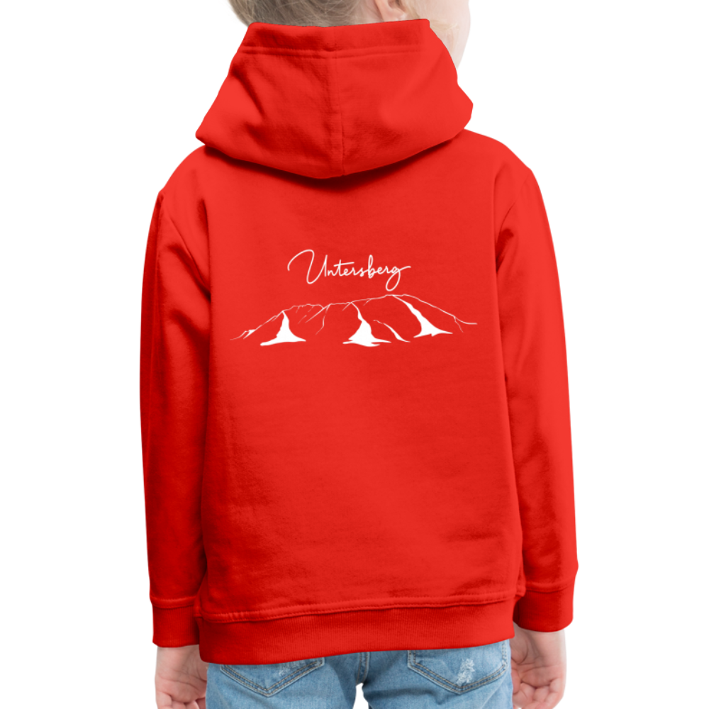 Kinder Premium Hoodie in versch. Farben Untersberg 2xDruck in Weiß - Rot