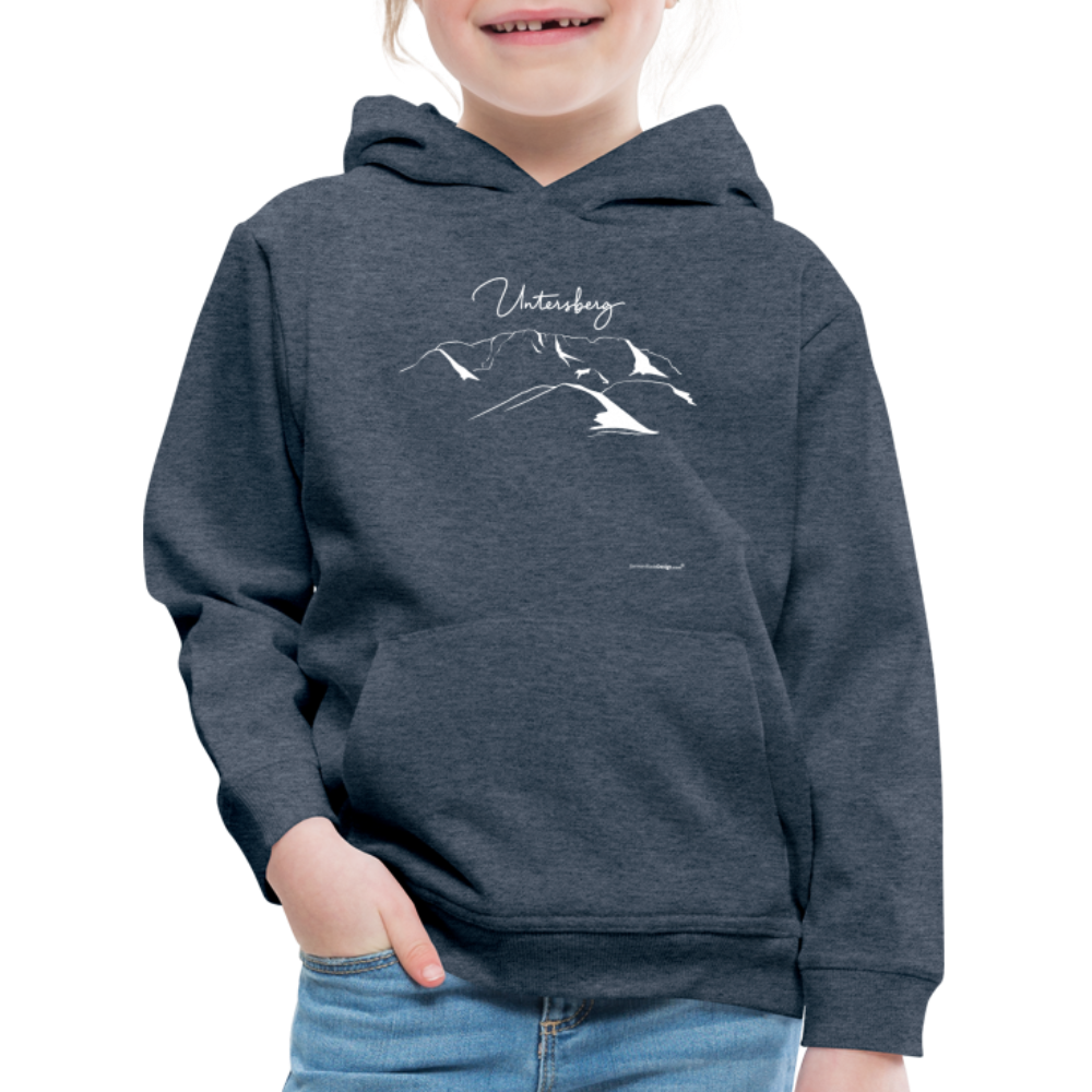 Kinder Premium Hoodie in versch. Farben Untersberg 2xDruck in Weiß - Jeansblau