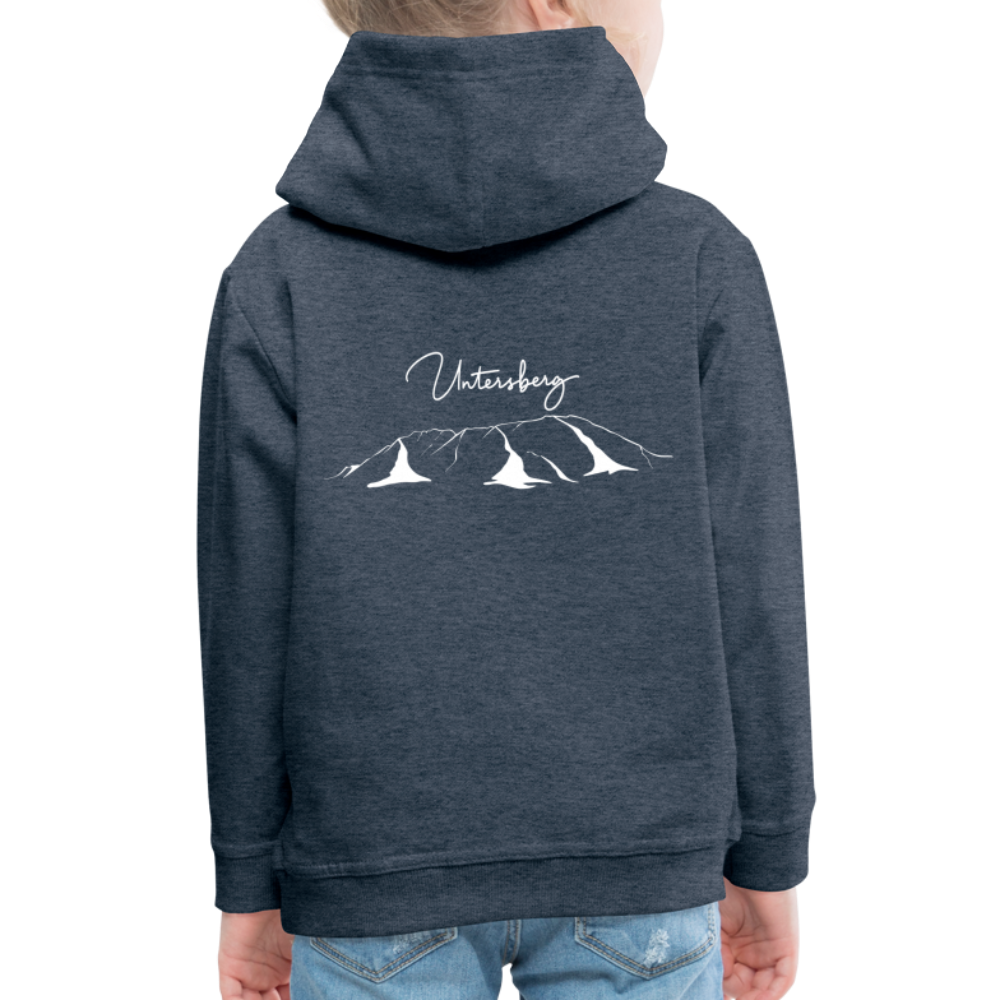 Kinder Premium Hoodie in versch. Farben Untersberg 2xDruck in Weiß - Jeansblau
