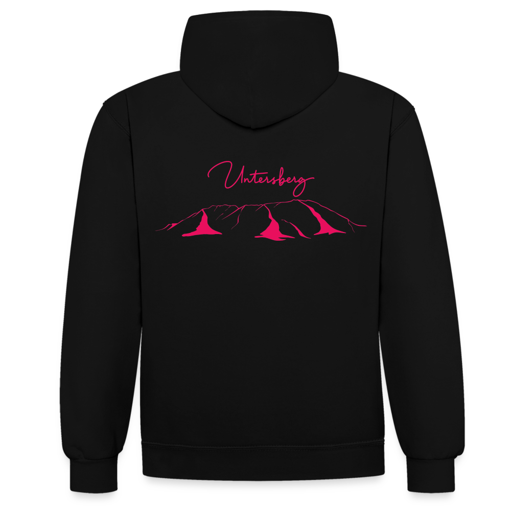 Kontrast-Hoodie in schwarz rot Untersberg 2xDruck in Pink - Schwarz/Rot
