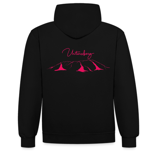 Kontrast-Hoodie in schwarz rot Untersberg 2xDruck in Pink - Schwarz/Rot