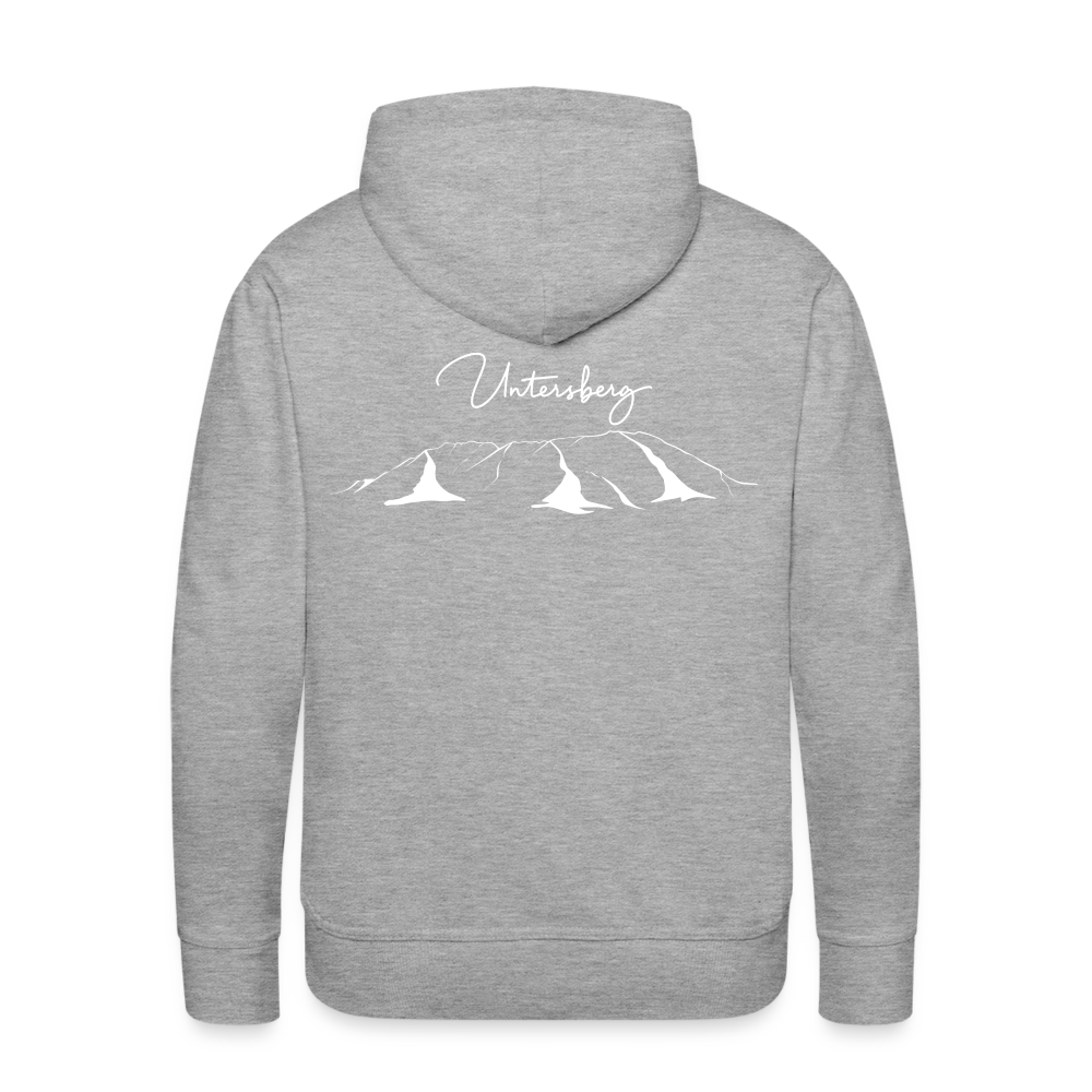 Männer Premium Hoodie in versch. Farben Untersberg 2xDruck in Weiß - Grau meliert