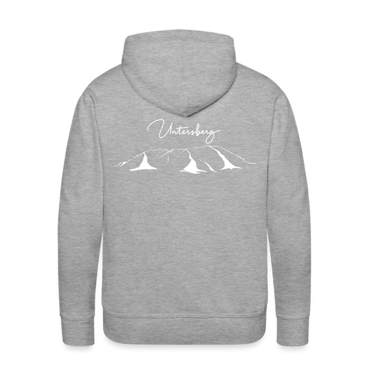 Männer Premium Hoodie in versch. Farben Untersberg 2xDruck in Weiß - Grau meliert
