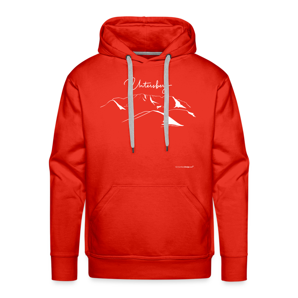 Männer Premium Hoodie in versch. Farben Untersberg 2xDruck in Weiß - Rot