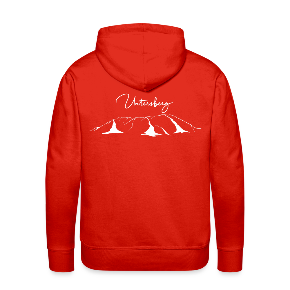 Männer Premium Hoodie in versch. Farben Untersberg 2xDruck in Weiß - Rot