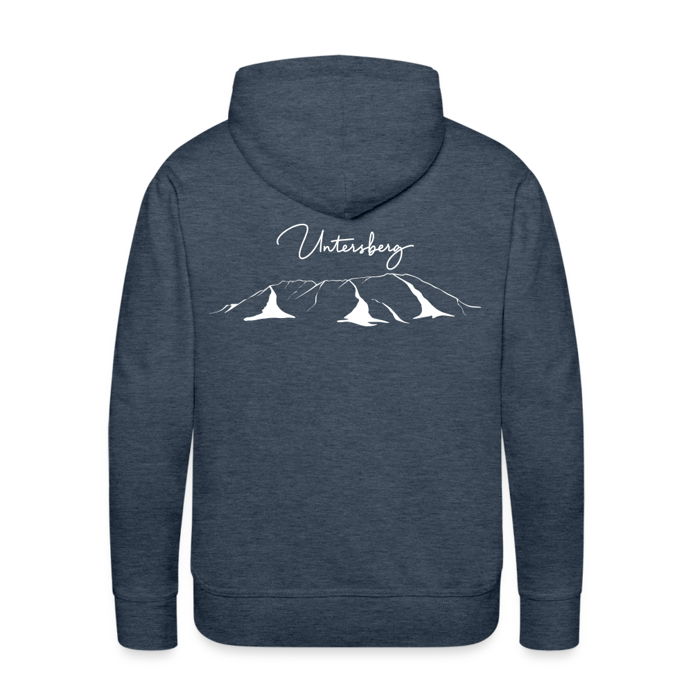 Männer Premium Hoodie in versch. Farben Untersberg 2xDruck in Weiß - Jeansblau